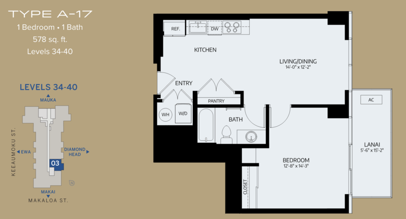 HIGH FLOOR 1 BED/1 BATH IN AZURE ALA MOANA! property image